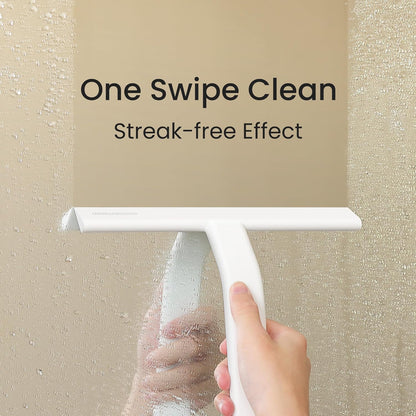 dancemoon JustHang Shower Squeegee for Glass Doors, All-in-One Award-Winning Silicone Squeegee with Built-in Hook for Bathroom, Window, Mirror, Tile Wall, Car, Streak-Free Cleaner Tool, 10-Inch Black