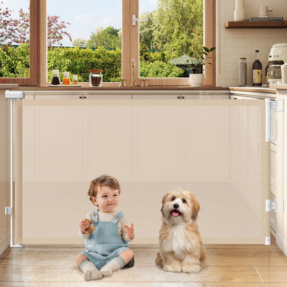 Retractable Baby Gates for Doorways, 58" Extra Wide Mesh Child Dog Gate for Stairs, 34" Tall Toddler Pet Gate Indoor and Outdoor, Easy Install, Essential for Home Safety, Black