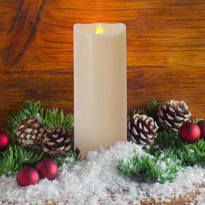 Flameless Flickering Candles with Remote and Timers, 1000 Hours Waterproof Outdoor Indoor Battery Operated LED Pillar Candles, Ivory Plastic, Set of 3(D 3" x H 4" 5" 6")