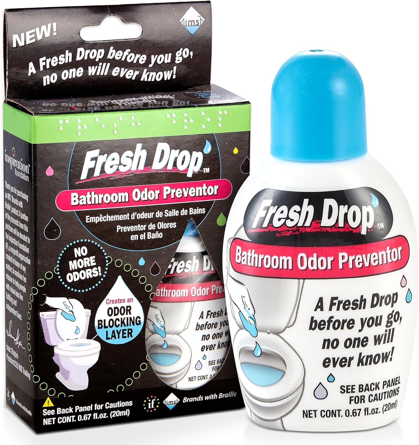 Fresh Drop Poop Odor Eliminator, Toilet Odor Eliminator, One Drop Toilet Deodorizer, Toilet Spray, Air Freshener Spray, 0.67 Fl Oz Each, 3 Pack