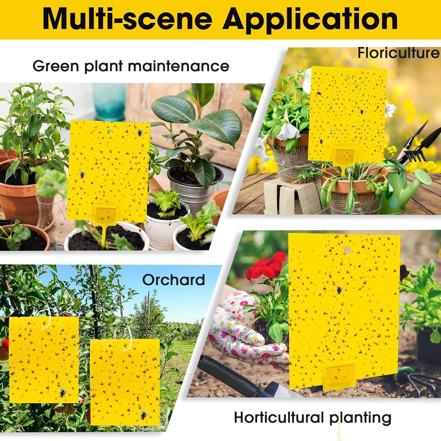 Qualirey 220 Pcs 7.9 x 4 Inch Yellow Sticky Traps for Plant Gnats Dual Sided Fruit Fly Sticky Traps for Indoors Outdoors with Twist Ties & Plastic Holders for Insect, Fungus Gnats, Whiteflies, Aphids