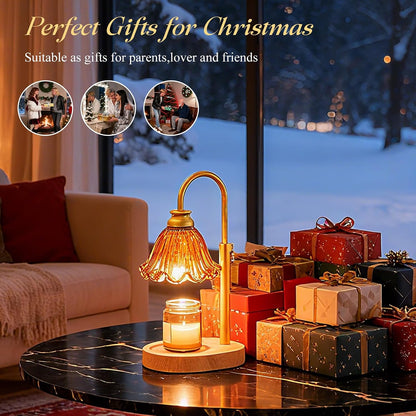 Candle Warmer Lamp with Adjustable Height - Flameless 4-Level Dimmable Wax Warmer, Timer Function & Stylish Design in Multiple Colors (Green)