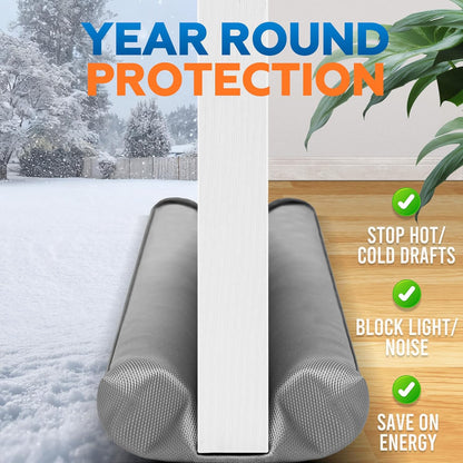 Comfyanno Under Door Draft Stopper - Bottom Door Seal & Gap Filler- Fits 30” to 36” Door, Block Noise, Sound, Air, Bugs, Dust, Easy to Install, Double Side Block, No Adhesive, Black