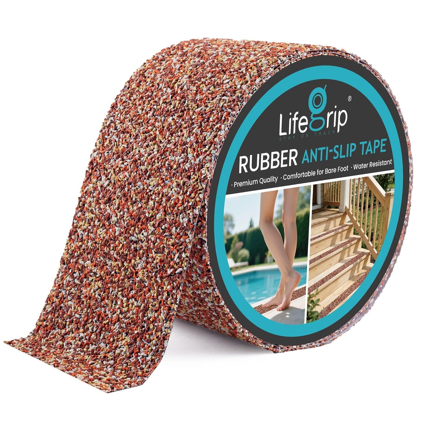 Lifegrip Anti Slip Tape, 4 Inch x 15 Foot Non-Slip Traction Grip Tape for Stairs, Waterproof Stair Treads Grip Non Slip, Non Skid Tape for Steps, Outdoor Black Grip Tape (4" X 15')
