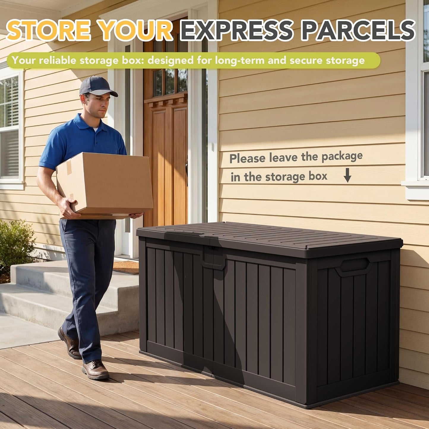 32 Gallon Deck Box Outdoor Indoor Waterproof Storage Box for Patio Furniture, Pool Accessories, Garden Tools, and Cushion Storage, Black