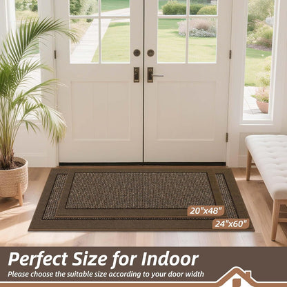 BEQHAUSE Indoor Door Mat 20" x 32", Dirt Trapper Door Mats Non-Slip Entryway Rugs Washable, Resist Dirt Absorbent Welcome Mat, Low Profile Floor Mats for Front Back Door and Entryway, Taupe