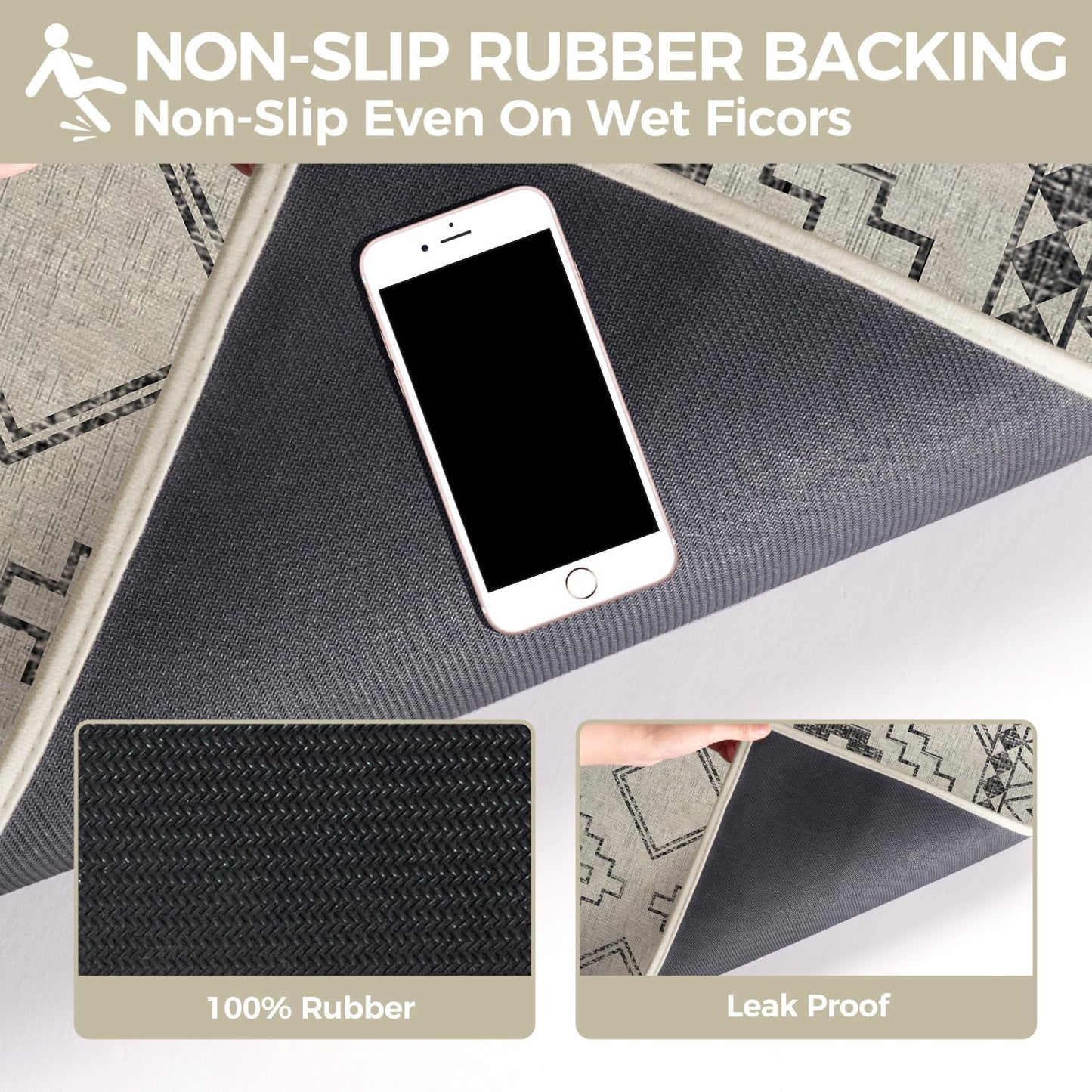 Door Mat 17"x30",Door Mat Indoor Entrance Dirt Resistant and Absorbent Non-Slip Rubber Backing Front Door Mats Washable Low-Profile Indoor Mats for Entryway, Inside Entrance Easy Clean Gray