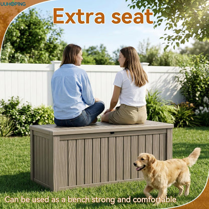 230 Gallon Large Outdoor Storage Box Waterproof, UV Resistant Resin Deck Box with Hydraulic Rod & Lockable Latch for Patio Furniture, Outside Storage Box for Garden Tools, Patio Cushions, Black