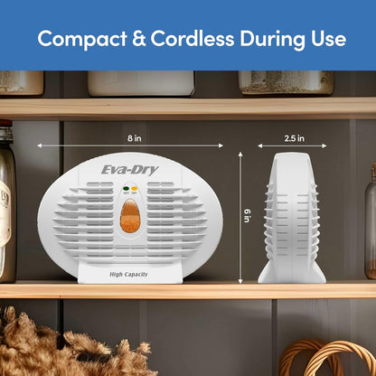 Eva-Dry E-500 Wireless, Portable & Powerful Mini Dehumidifier, Energy Efficient, Renewable Moisture Absorber. Perfect for Closets, Safes, Pantries, RVs, Boat’s, Kegerator & Storage