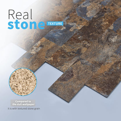 Art3d 10-Pack Peel and Stick Wall Tile for Backsplash, Stick on Stone Tile for Kitchen Bathroom Fireplace Vanitity in Stone Beige