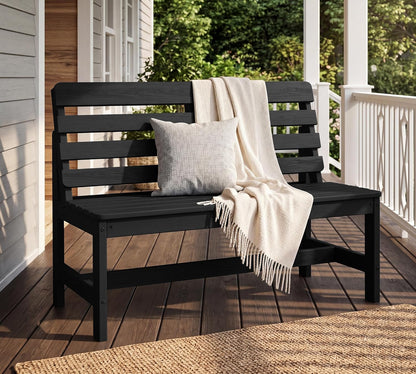 SERWALL HDPE Outdoor Storage Bench, Deck Box with Waterproof Storage Bags | All-Weather Benches | 57 Gallon Dual-Use Seat | Organizer Deck Boxes for Patio, Garden Tools & Pool | Dark Black