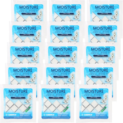 Zarpax Moisture Absorber Sachets Fresh Cotton 1.4 oz/40g - Remove Excess Moisture In Air & Odor - Desiccant Dehumidifier for Closet, Drawer, Safe, Storage - Dampness & Humidity Control - Set of 8