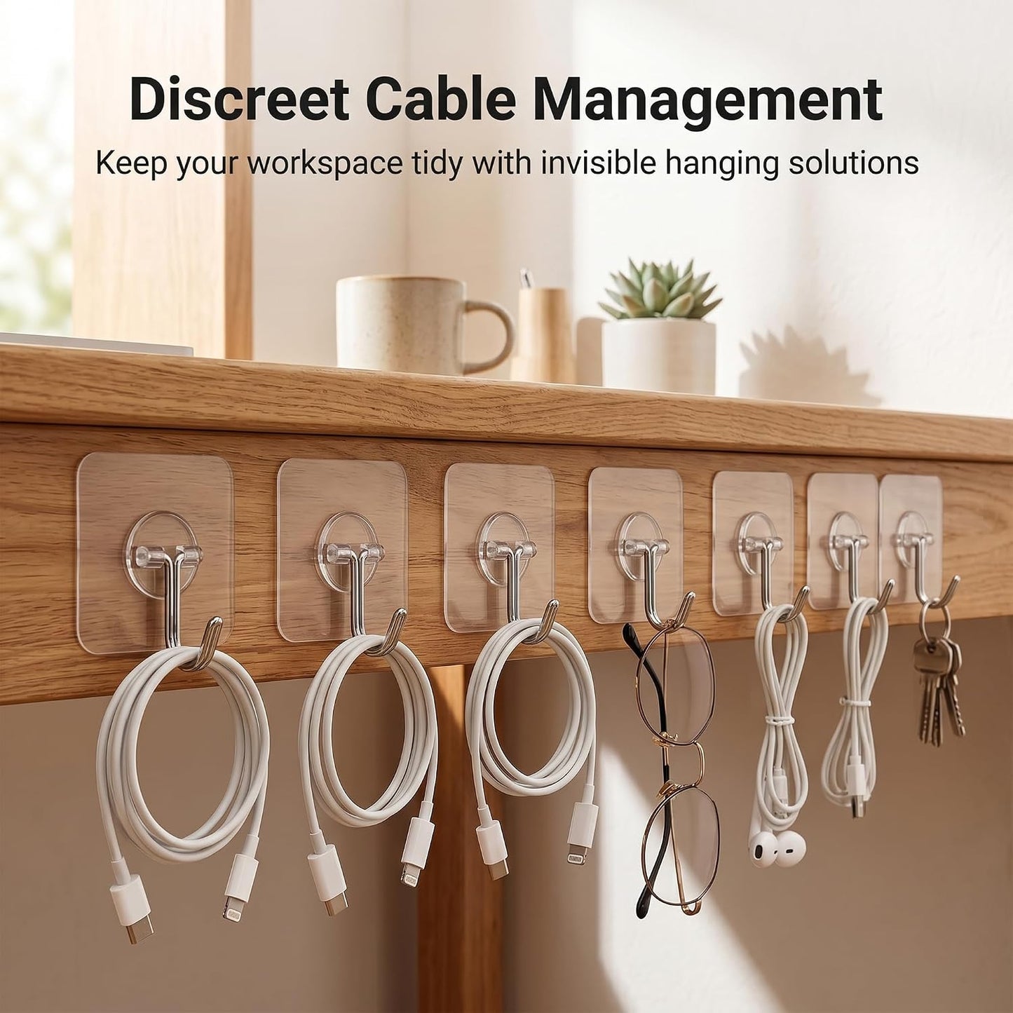 Adhesive Wall Hooks 12 Pack Heavy Duty Transparent Waterproof Hooks for Hanging Towels Coats Keys and Decor for Bathroom Kitchen Door Outdoor Use