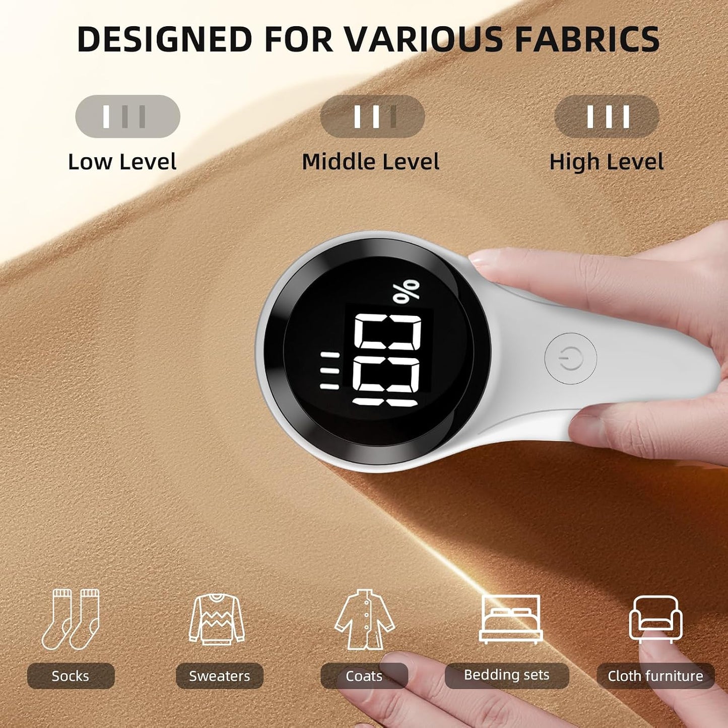 Buywoo Fabric Shaver, Electric Lint Remover, Rechargeable Lint Shaver, Household Essentials for Clothes, Upholstery, Furniture, Sweater Defuzzer to Remove Pilling, Battery Operated, Black