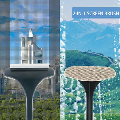 Glass Shine Brush - Window Screen Cleaner, Mirror Scrubbing Tool, Function Cleaner, Compact Dust Remover | 2 in 1 Cleaning Accessory, Perfect for Bedroom Bathroom Kitchen Household Use