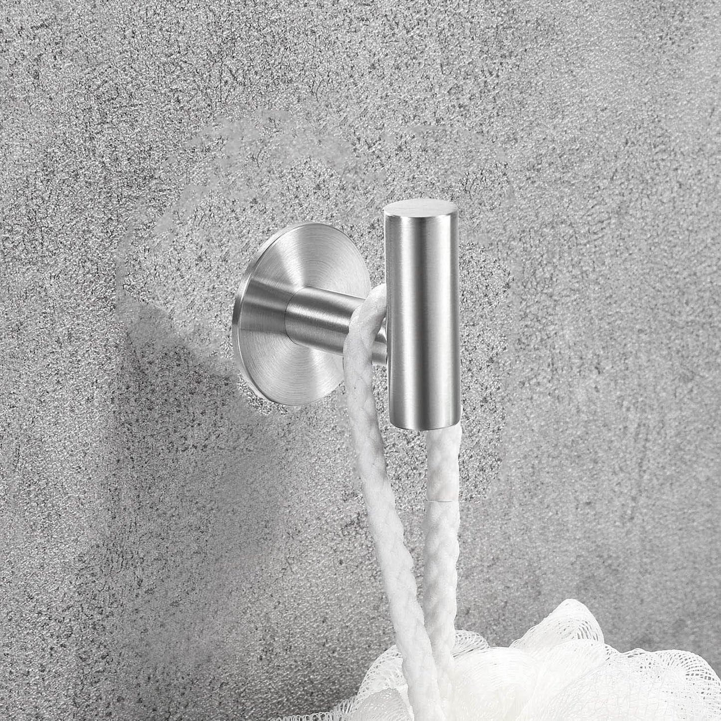 Vuzvuv Adhesive Hooks White SUS304 Stainless Steel - Self Adhesive Heavy Duty Waterproof Wall Hooks for Towel, Coat, Robe in Bathrooms Kitchen Hotel (2-Pack)