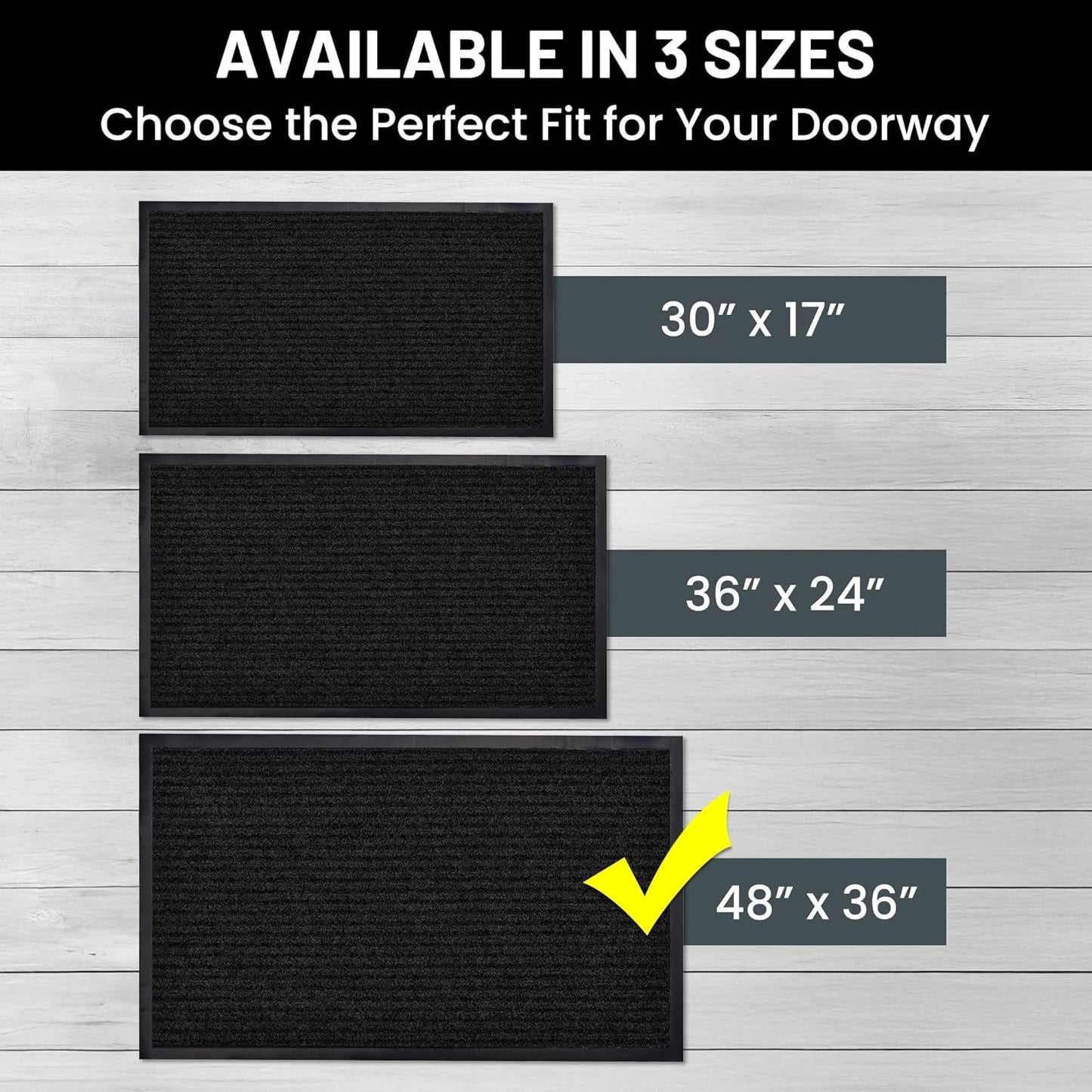 Sierra Concepts Front Door Mat Welcome Floor Mats - Entryway Indoor Outdoor Entrance Doormat, Patio, Porch, Muddy Shoe, Inside Outside Low Profile, 30x17 inches, 2-Pack Gray