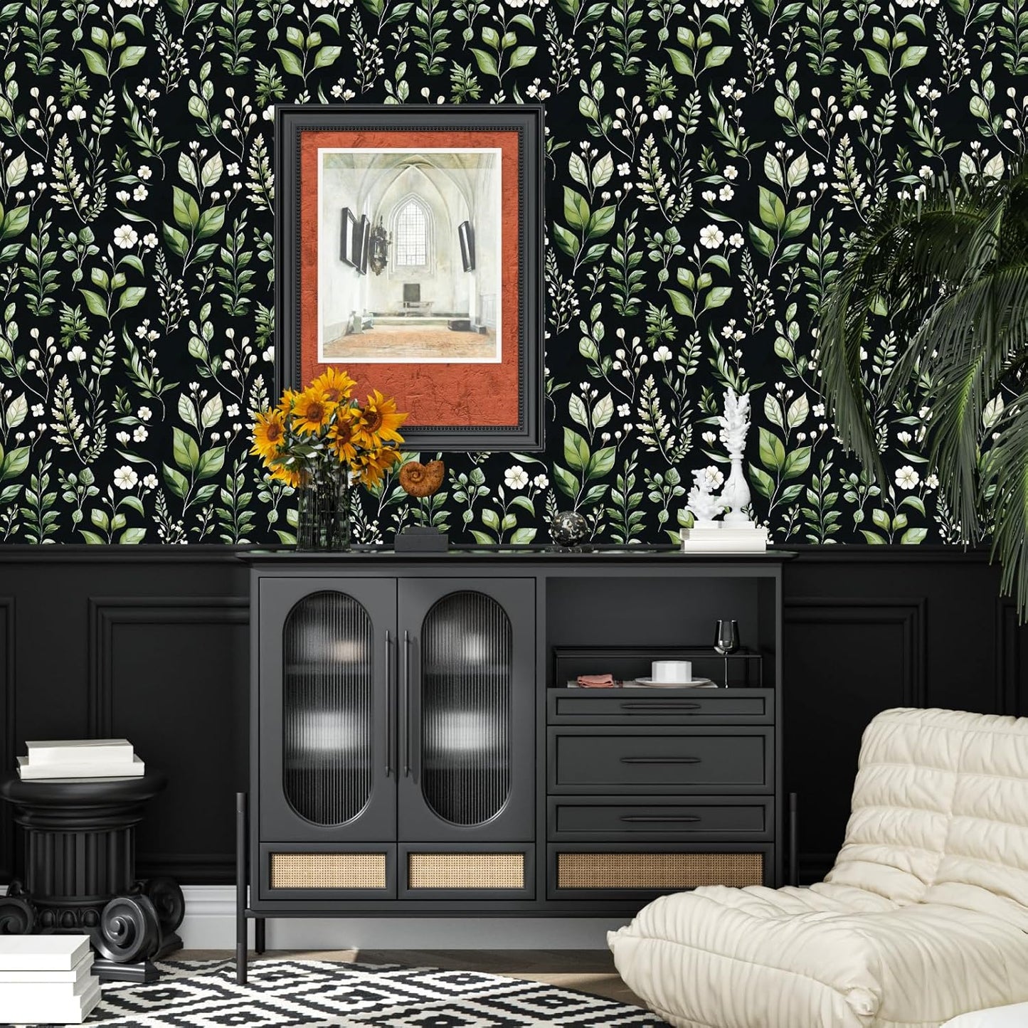 Danodoi Yellow Floral Wallpaper Peel and Stick Vinyl Wallpaper Stick and Peel Colorful Contact Paper for Cabinets Waterproof Self Adhesive Wall Paper for Kitchen Countertop Wall 17.5" x 118"