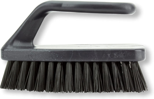 SPARTA Heavy Duty Scrub Brush, Hand Brush with Iron Shape Handle Design for Scrubbing Kitchen Pots and Pans or Bathroom Sink and Shower, 6 Inches, Black, Twin