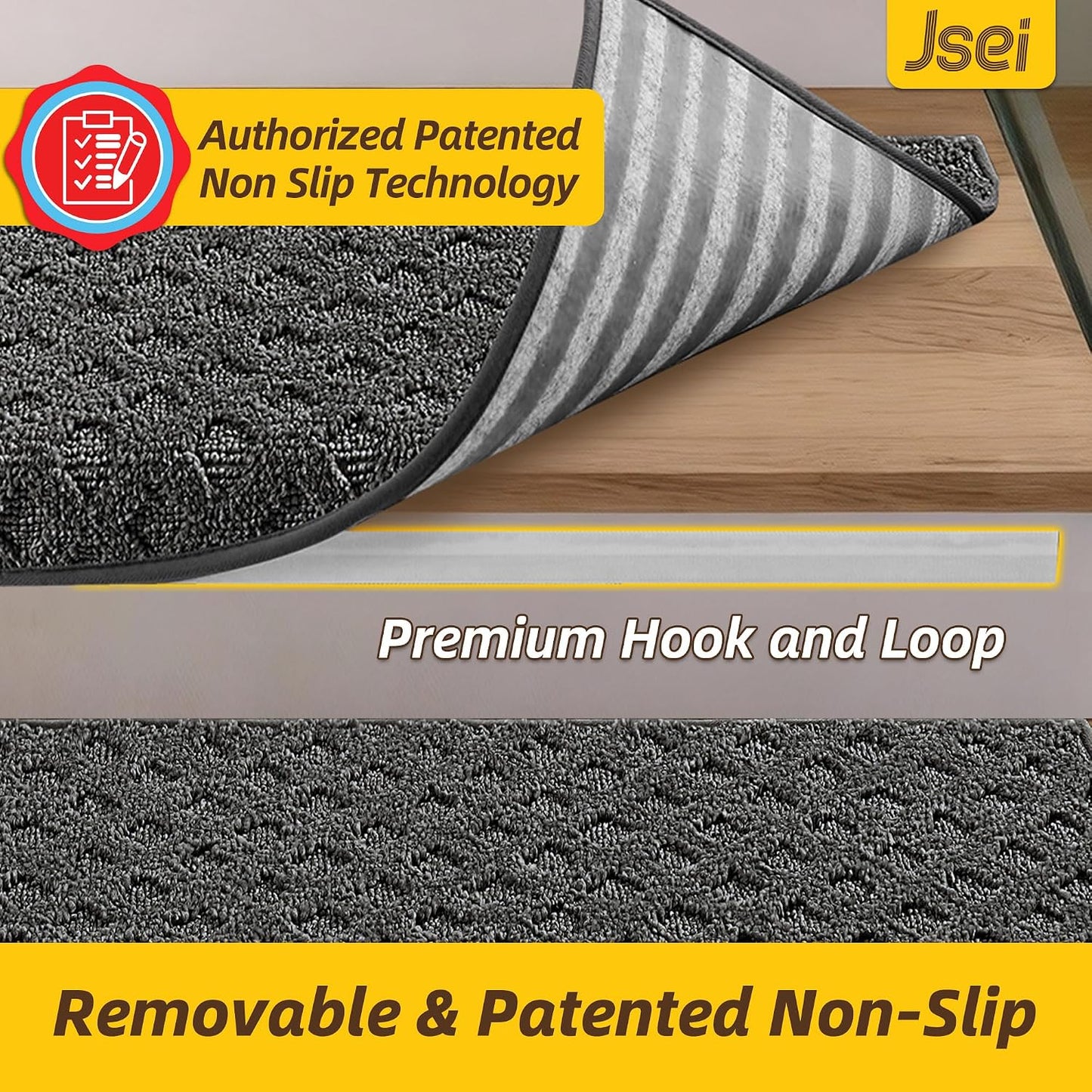 JSEI Bullnose Carpet Stair Treads, 14 Pcs Non Slip Stair Treads for Wooden Steps Indoor with TPE Backing, 11" x 30" Machine Washable Stair Runners with Edge Protection for Kids, Elders and Pets, Beige