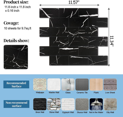 2026 New Upgrade Peel and Stick Backsplash Tile, Peel and Stick 11.34" X 11.57" Wall Tile for Kitchen, Bathroom, Fireplace, Laundry (Beige Ecru, 10 Packs)