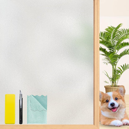 Niviy Frosted Glass Window Privacy Film Decorative, Static Cling Bathroom Window Frosting Film Day and Night Windows Cling Home Glass Door Cover, 17.5 inch x 78.7 inch