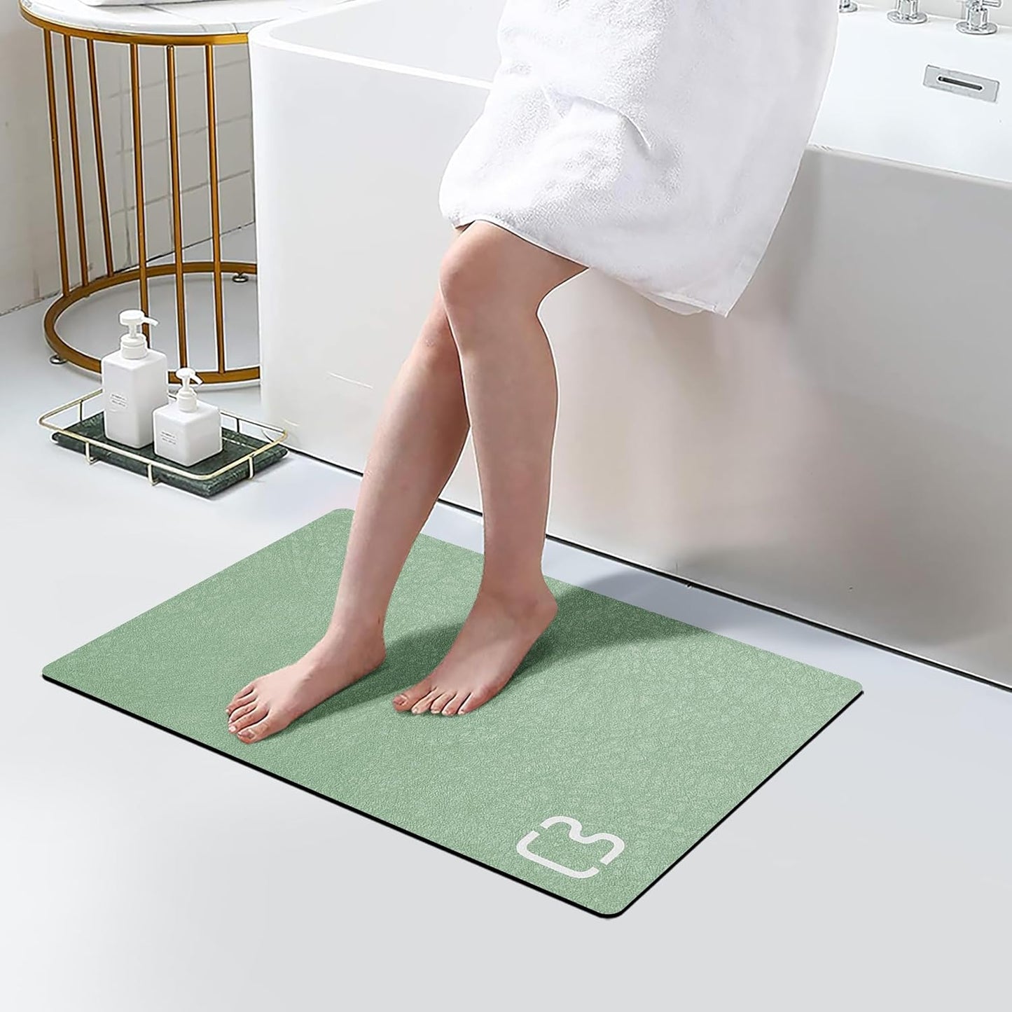 Diatomaceous Earth Bath Mat Rugs Super Absorbent Diatomite Stone Bath Mat Non Slip Quick Dry Thin Bathroom Mat Fit Under Door, Floor Rugs in Front of Bathtub, Shower Room, Sink,15.7"x23.6", Grey