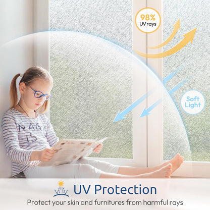 rabbitgoo Window Privacy Film Frosted Glass Film, Decorative Cling UV Sun Blocking Decals, Frosting Window Clings for Home Bathroom Door Coverings,17.5 X 78.7 inches