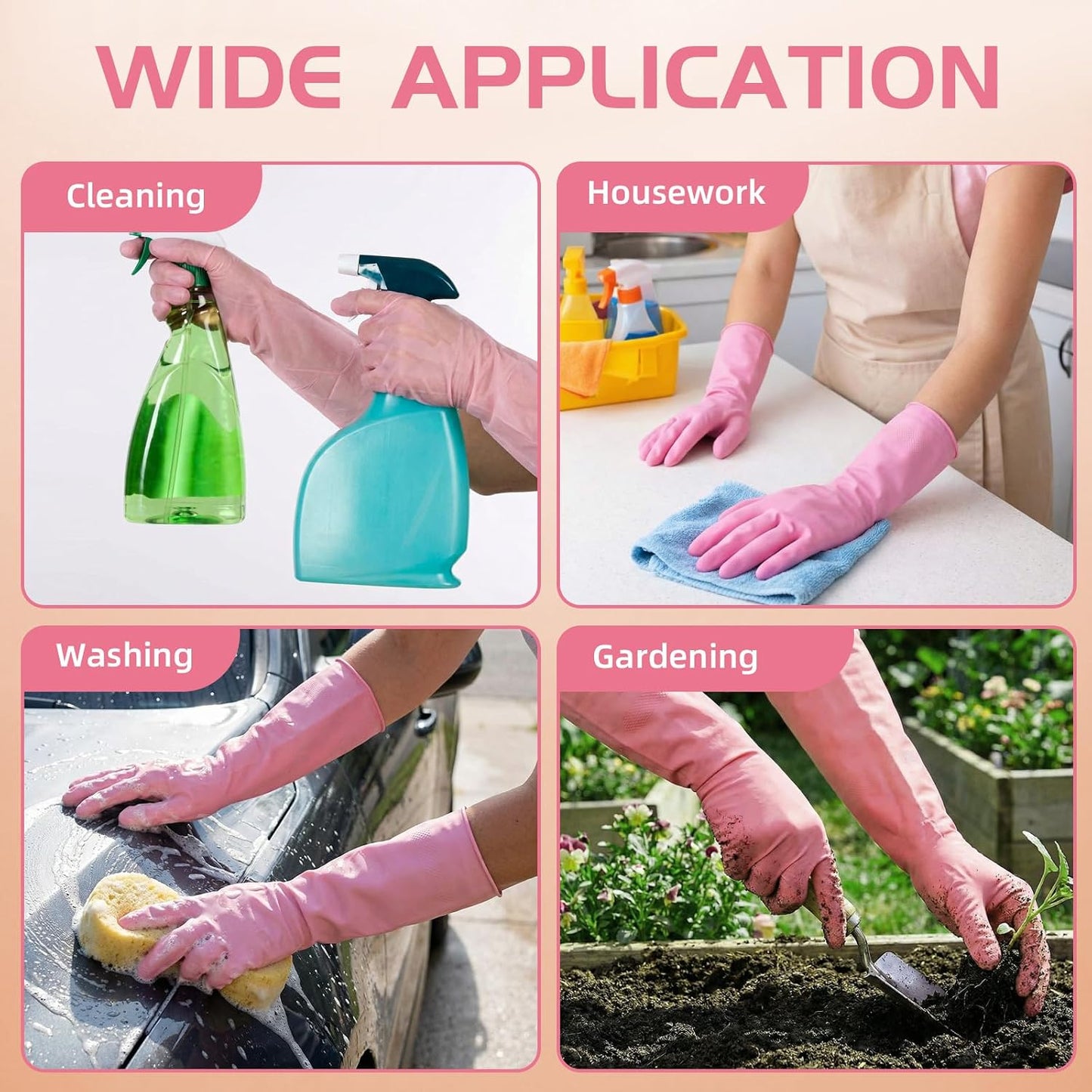 50 Counts 16" Long Disposable Nitrile Gloves Latex Free Dishwashing Gloves Waterproof for Household Clean Gardening(Blue,L)