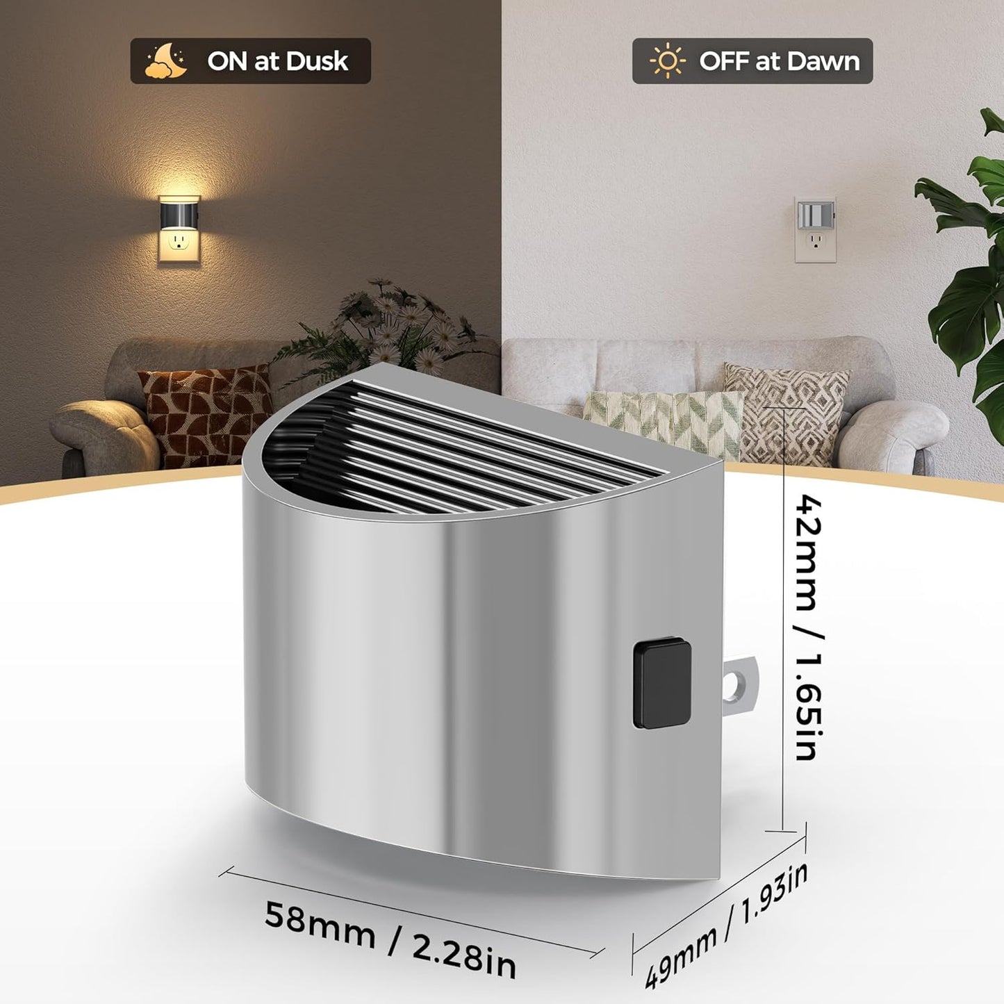 DORESshop LED Night Light[2 Pack], Night Lights Plug into Wall, 3 Level Brightness Adjustable Plug in Night Light, Dusk to Dawn Sensor, Nightlights for Adults, Bedroom, Bathroom, Hallway, 3000K