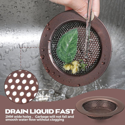 Retisee 2 Pcs Sink Strainer Stainless Steel Kitchen Sink Drain Strainer Basket Cover Mesh Hair Food Catcher, Large Wide Rim of 4.4 Diameter(Brushed Silver)