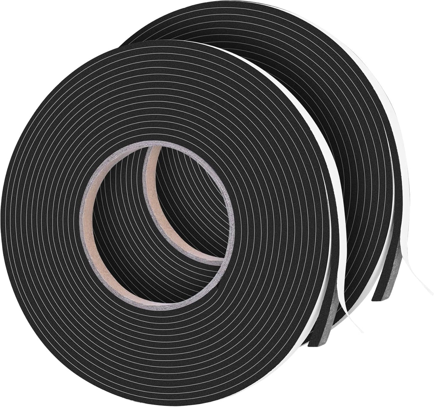 66Ft Foam Tapes Self Adhesive Foam Seal Strips 1/2In x 1/8In x 33.1Ft Each Roll Weatherstrips High Resilience Weather Stripping Door Seals for Door Soundproofing, Window Insulation (2R, White)