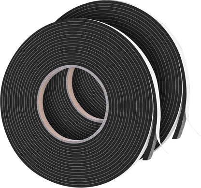 66Ft Foam Tapes Self Adhesive Foam Seal Strips 1/2In x 1/8In x 33.1Ft Each Roll Weatherstrips High Resilience Weather Stripping Door Seals for Door Soundproofing, Window Insulation (2R, White)