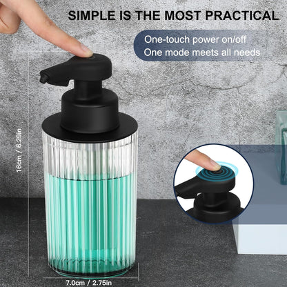 Automatic Soap Dispenser Foaming Touchless: 9oz Black Plastic - Rechargeable Electric Smart Auto Foam Soap Dispenser - Hand Dish Bathroom Kitchen