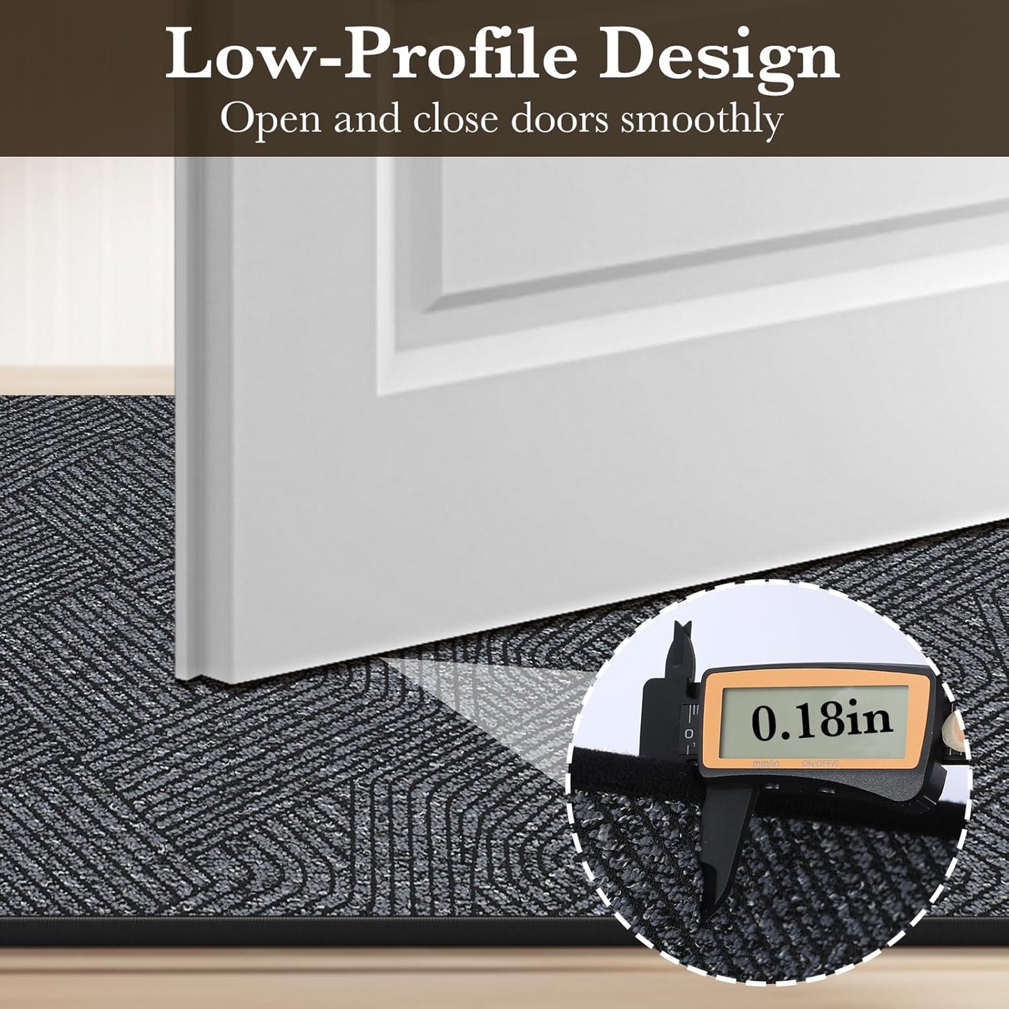 Indoor Door Mat 17"x30", Low-Profile Thin Welcome Front Door Mat Indoor Entrance, Non Slip Rubber Backing Inside Doormat Washable Entryway Dirt Resistant & Absorbent Entry Mat, Light-Brown