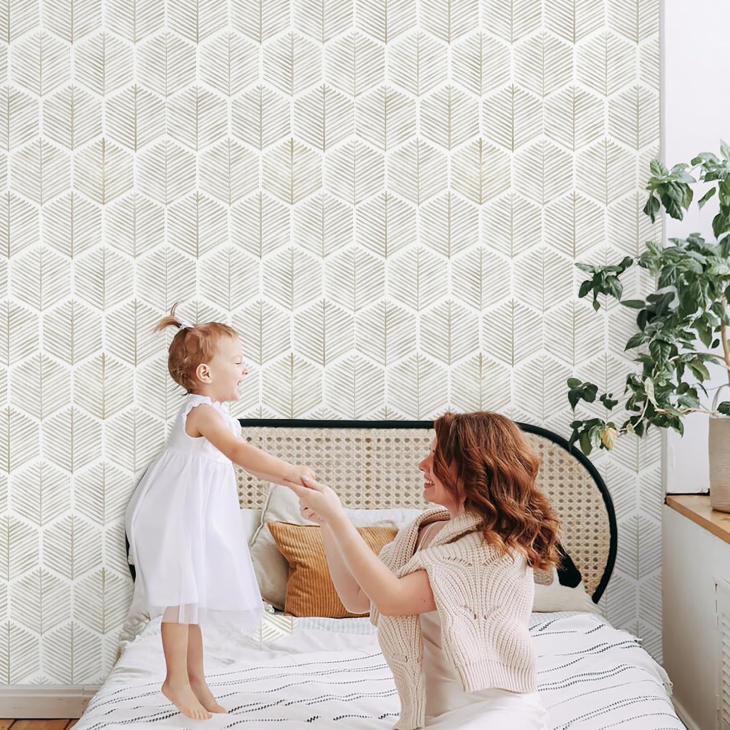 MelunMer 118In L 17.3In W Modern Peel and Stick Wallpaper Boho Contact Paper for Cabinets/Drawers Self Adhesive Removable Wallpaper for Bedroom/Bathroom Waterproof Geometric Contact Paper Beige/White