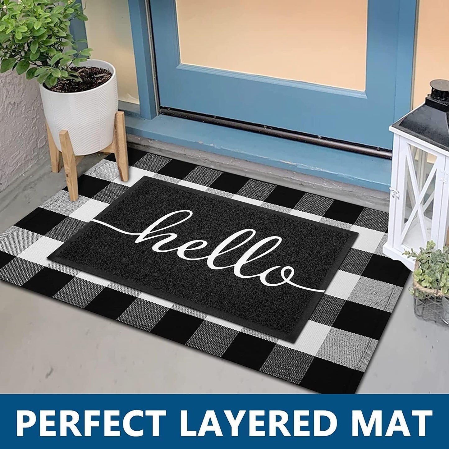 EARTHALL Door Mat Outside Inside Home Doormat, 30"x17.5", Durable Floor Mat Non Slip Mat Ultra Absorb Mud Easy Clean Front Doormat for Garage, Entryway, Patio, High Traffic Areas, Black