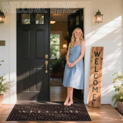 Yimobra Welcome Mat Outdoor Indoor, All-Weather Waterproof Front Door Mat Outside Entrance, Non-Slip Low Profile Porch Patio Doormat, 29.5x17, Black