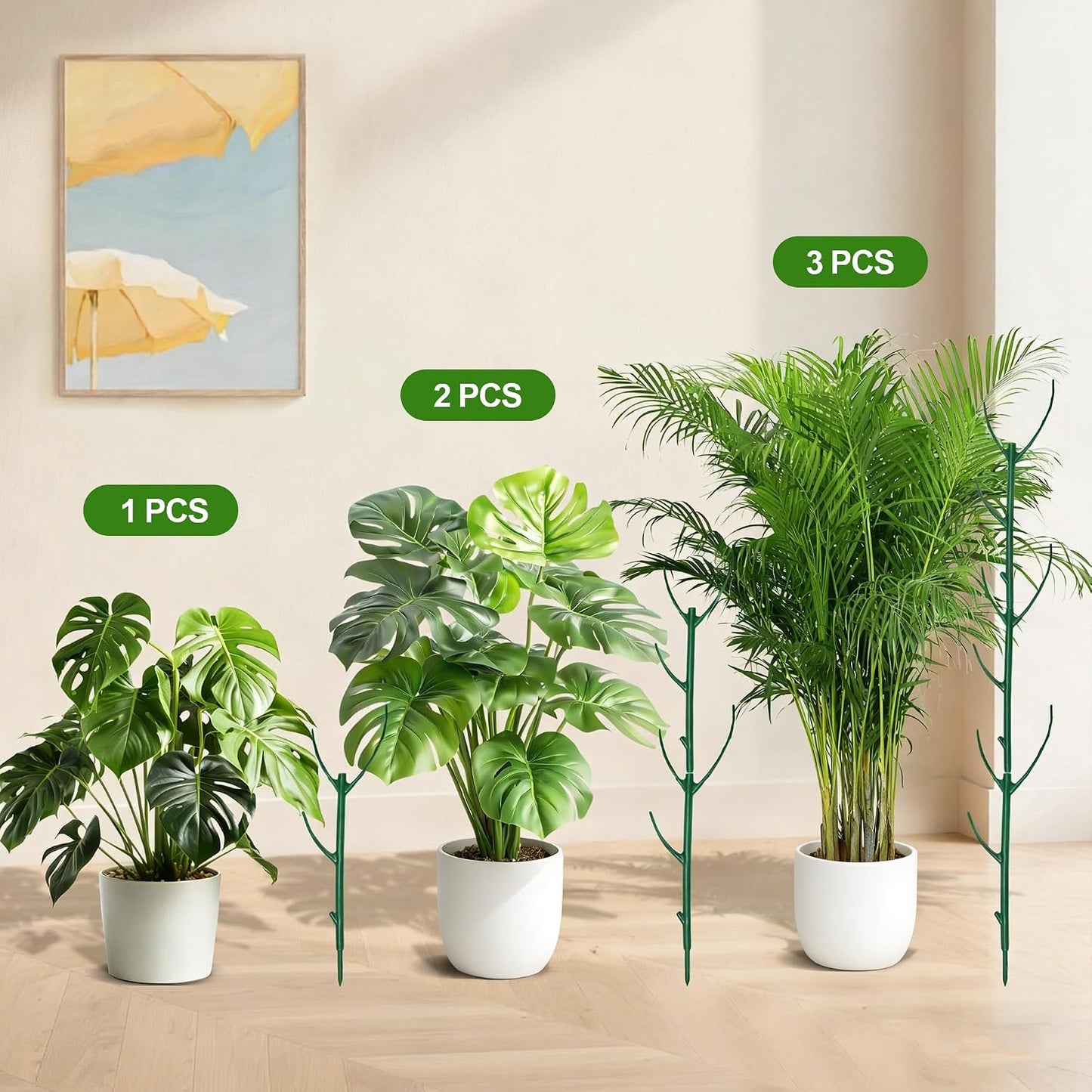 5 Pack Monstera Plant Support with 50 Clips, Stackable Plant Stakes for Indoor & Outdoor Plant, Climbing Plant Support, Plant Sticks for Pothos & Other Small Plants, Replacement for Moss Pole