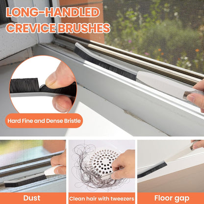 12pcs Window Track Cleaner Tool Set, Window Sill & Groove Cleaning Brushes with Hard Bristle Crevice Brush and Debris Pliers for Sliding Door Rails, Shower Door Tracks, Kitchen & Bathroom Gaps
