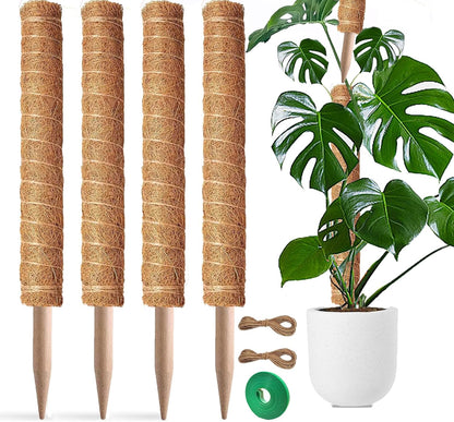 Moss Pole, 4Pack 21 Inch Plant Support Stakes for Indoor Plants, Monstera Plant Support Stakes, 69 Inch Tall Coir Plant Pole Sticks for Potted Plants, Pothos, Philodendron, Climbing Plants Accessories