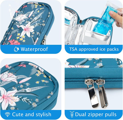 YOUSHARES Insulin Cooler Travel Case with Temperature Display - Refrigerated Medicine Cooling Bag with 2 TSA Approved Ice Pack, Medication Pen Diabetic Supplies Organizer for Trip and Daily