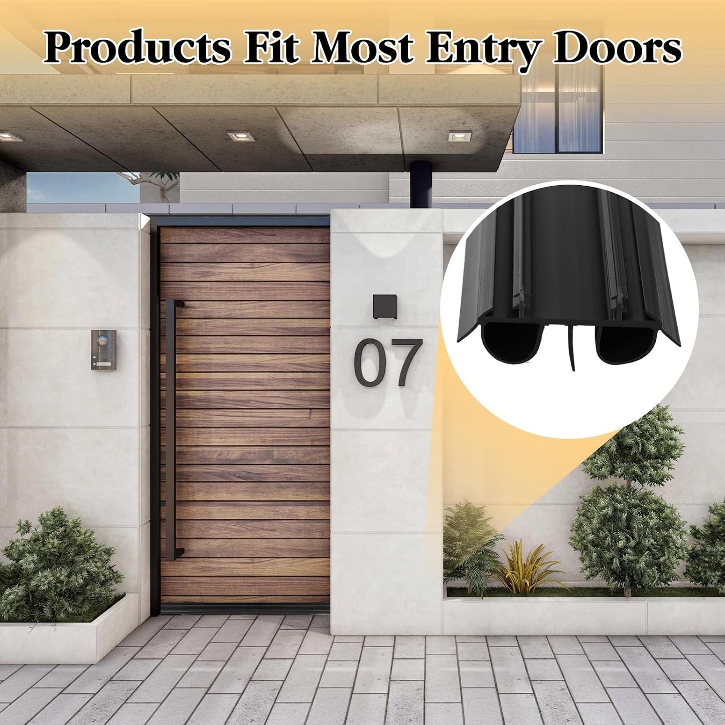 2 Pcs 36 Inch 90CM Exterior Door Sweep with Vinyl Fins, Under Door Weather Stripping Seal for Exterior Doors with Kerf Track, Replacement Bottom Door Seal Strip, Draft Stopper & Rodent Proof