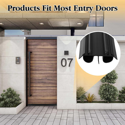 2 Pcs 36 Inch 90CM Exterior Door Sweep with Vinyl Fins, Under Door Weather Stripping Seal for Exterior Doors with Kerf Track, Replacement Bottom Door Seal Strip, Draft Stopper & Rodent Proof