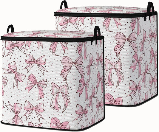 2pcs storage bags for bedding,blanket organizer with zipper 95L | king comforter sheet quilt duvet sweater pillow clothes storage for closet,moving essentials containers with portable handles - Colors A