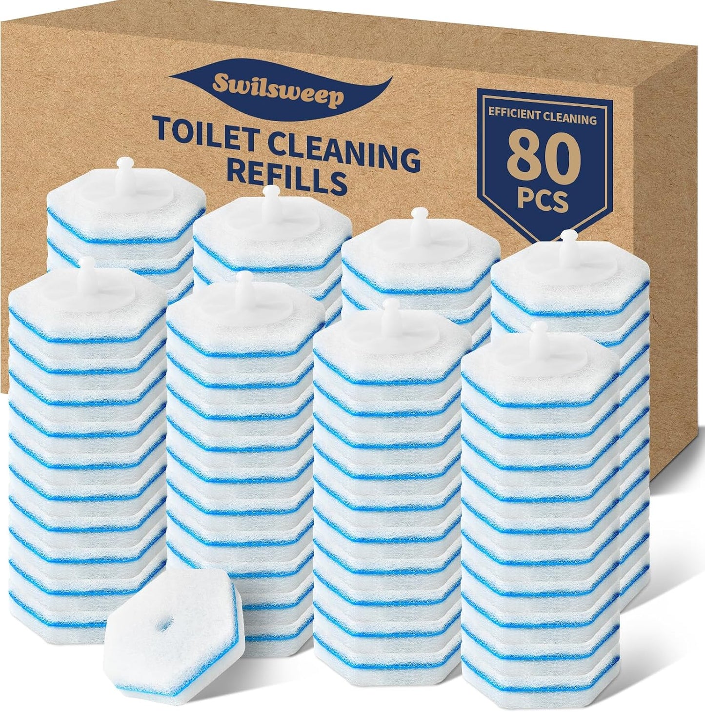 100 Count Toilet Bowl Wand Refills, Disposable Toilet Cleaner Refills, Disposable Wand Heads Compatible with Clorox and the Most Toilet Brushes,unscented