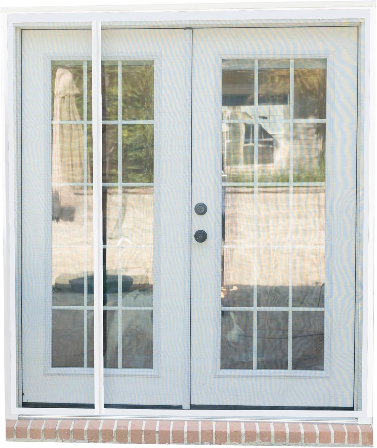 Fenestrelle Magnetic Screen Door for French & Sliding Door – Heavy Duty, Hands Free Fiberglass Mesh with Self Closing Magnetic Seal, White Trim – Fits 70" x 80" Doors (Screen Size 72" x 82")