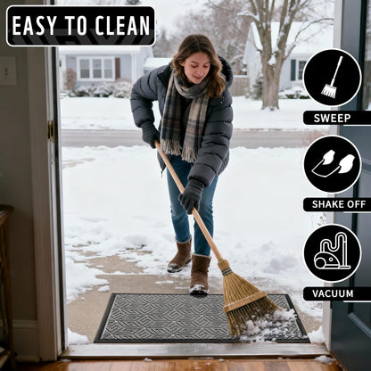 Yimobra Doormat Outdoor Entrance 29.5x17, All-Weather Waterproof Outdoor Mats for Front Door, Non Slip Welcome Door Mat for Patio Proch Outside Entryway Indoor, Black