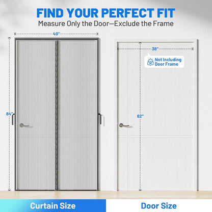 Heavy Duty Magnetic Screen Door Mesh - Auto-Sealing Hand-Free Door Net Screen with 50 Magnets, Pet & Kid Friendly, PET Fine Mesh Doors Screens Keep Bugs & Mosquitos Out Fits Front Doors Size 36” x 82”