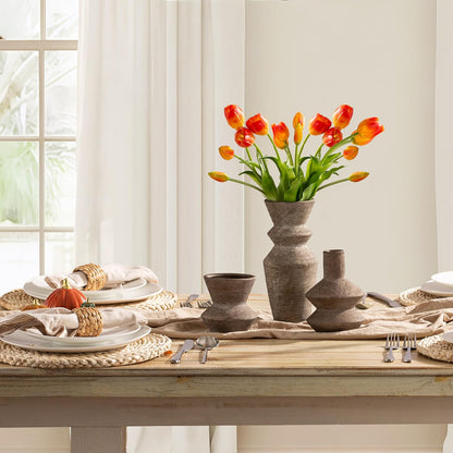 Ceramic Vase Home Table Decor - Flower Vase Set of 3 Living Room Kitchen Decorations Farmhouse Modern Rustic Vases Decorative Centerpiece for Shelf Bedroom Office Bathroom Dining Coffee Desk